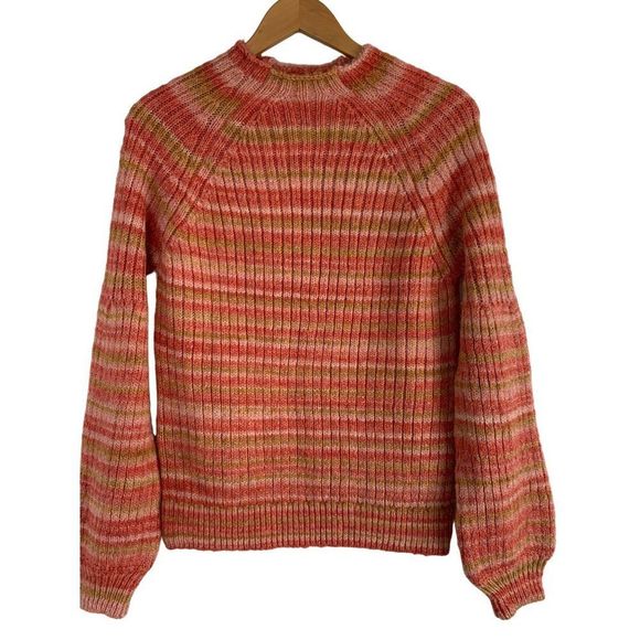 t. la Anthro Drea Raglan Stripe Space Dye Sweater Top Pullover Medium 6345 NWT - Picture 4 of 15